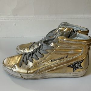 Golden Goose Slide Gold and Glitter Sneaker 37